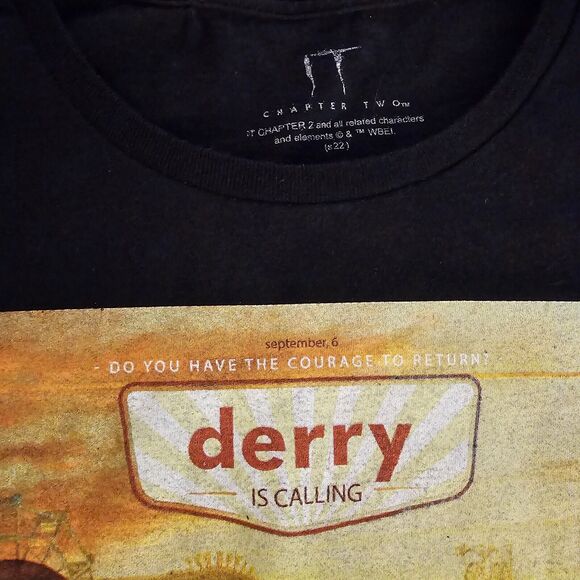 IT Chapter Two Derry TShirt Promo Pennywise Clown Black Tee Mens M Halloween 3D - Picture 4 of 6